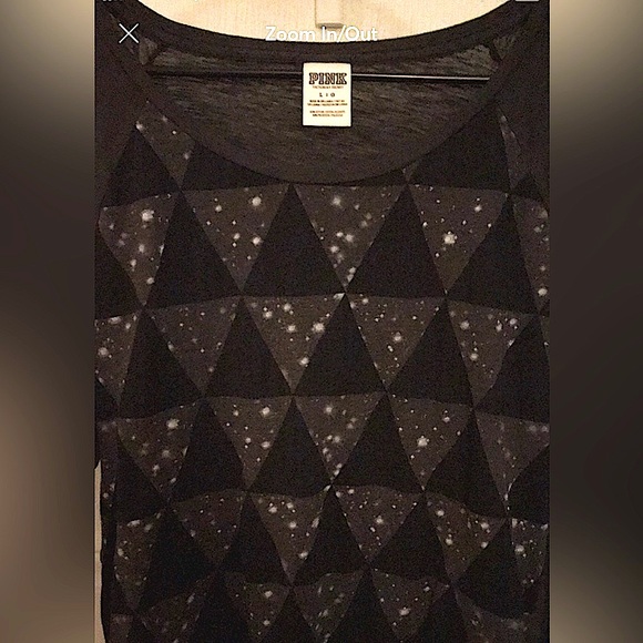 PINK light long sleeved T sz M/LG black design w white paint splatter - Picture 1 of 4